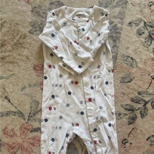 Carter's White Sports Print Footie Pajama
